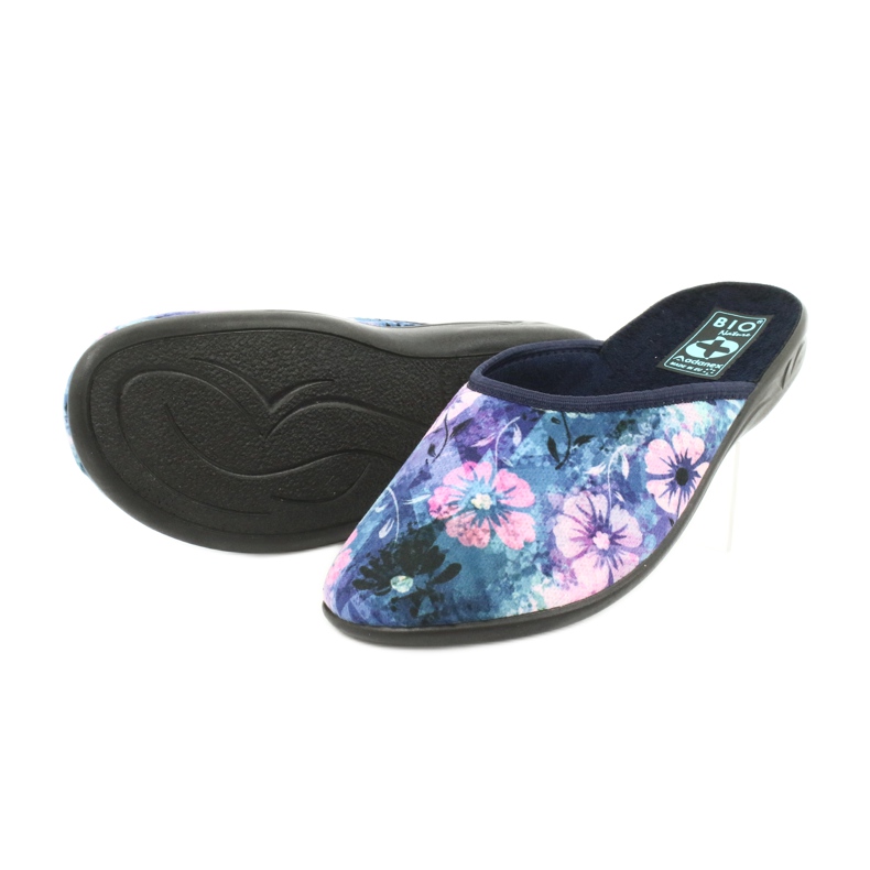 Slippers flowers 3D Adanex 25562 navy blue blue pink green 3