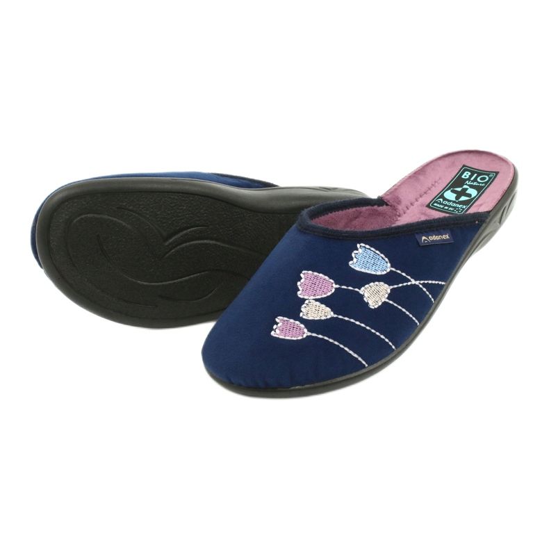 Adanex 25626 navy blue velor slippers violet 3 Adanex 25626 navy blue velor slippers violet 3