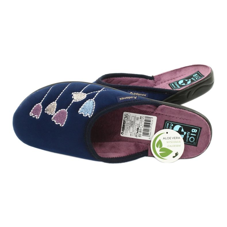 Adanex 25626 navy blue velor slippers purple 4