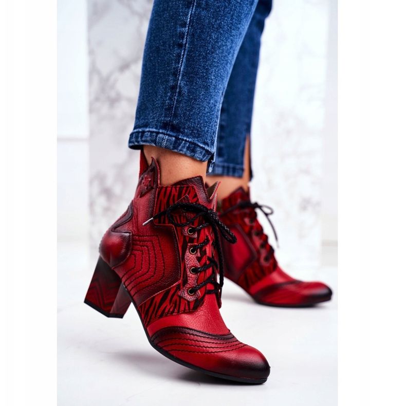 Women's Boots Leather Maciejka Red 03194 2