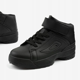 Black eco-leather sports sneakers B-05 1