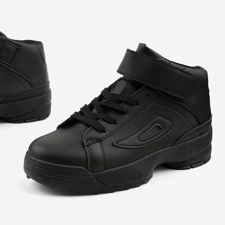 Black eco-leather sports sneakers B-05 1