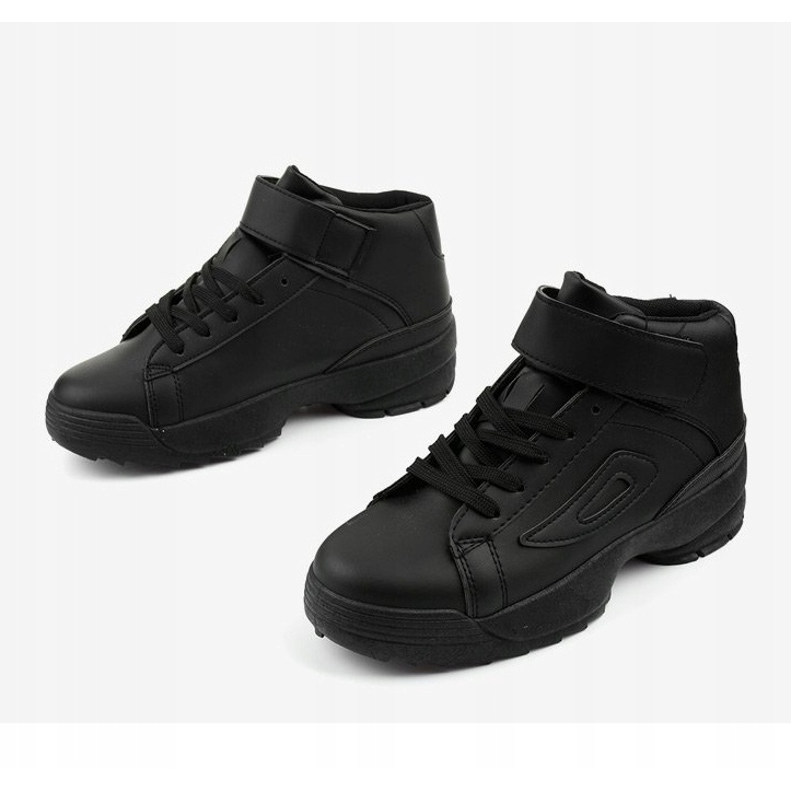 Black eco-leather sports sneakers B-05 2