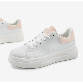 White sneakers with eco-leather LLQ204-11 pink 1