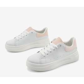 White sneakers with eco-leather LLQ204-11 pink 2
