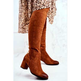 Vinceza Women's Boots On Heel Suede Camel Torgos brown 2