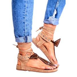 Lu Boo Women's Brown Tied Sandals Japanese Mara 2 Lu Boo Women's Brown Tied Sandals Japanese Mara 2