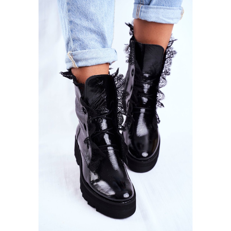 Exquisite Women's High Boots Lacquered Leather Montegero black 2 Exquisite Women's High Boots Lacquered Leather Montegero black 2