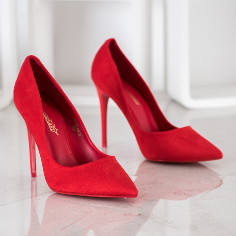 Queentina Red Stilettos With Suede 1
