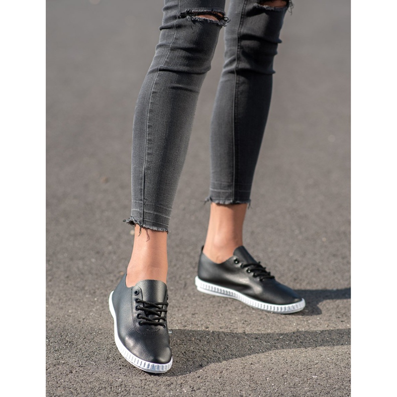 SHELOVET Black Sneakers With Eco Leather 1 SHELOVET Black Sneakers With Eco Leather 1