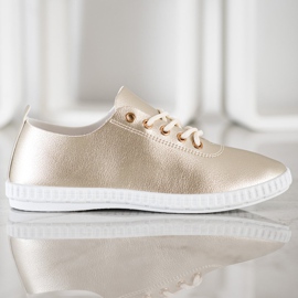 SHELOVET Golden Sneakers With Eco Leather 2 SHELOVET Golden Sneakers With Eco Leather 2