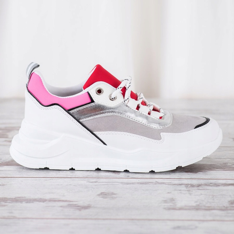 SHELOVET Stylish Laced Sneakers white multicolored 2