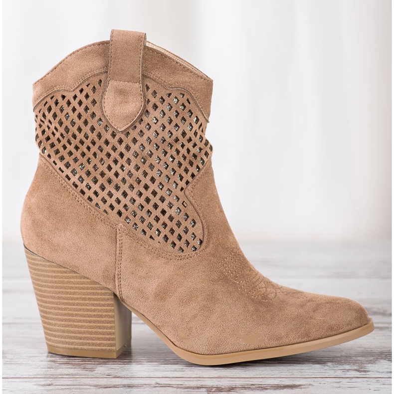 Erynn Beige openwork cowboy boots 1