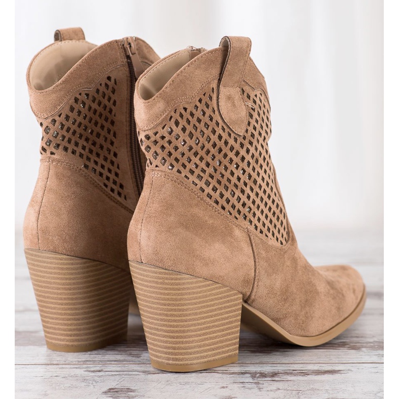 Erynn Beige openwork cowboy boots 2