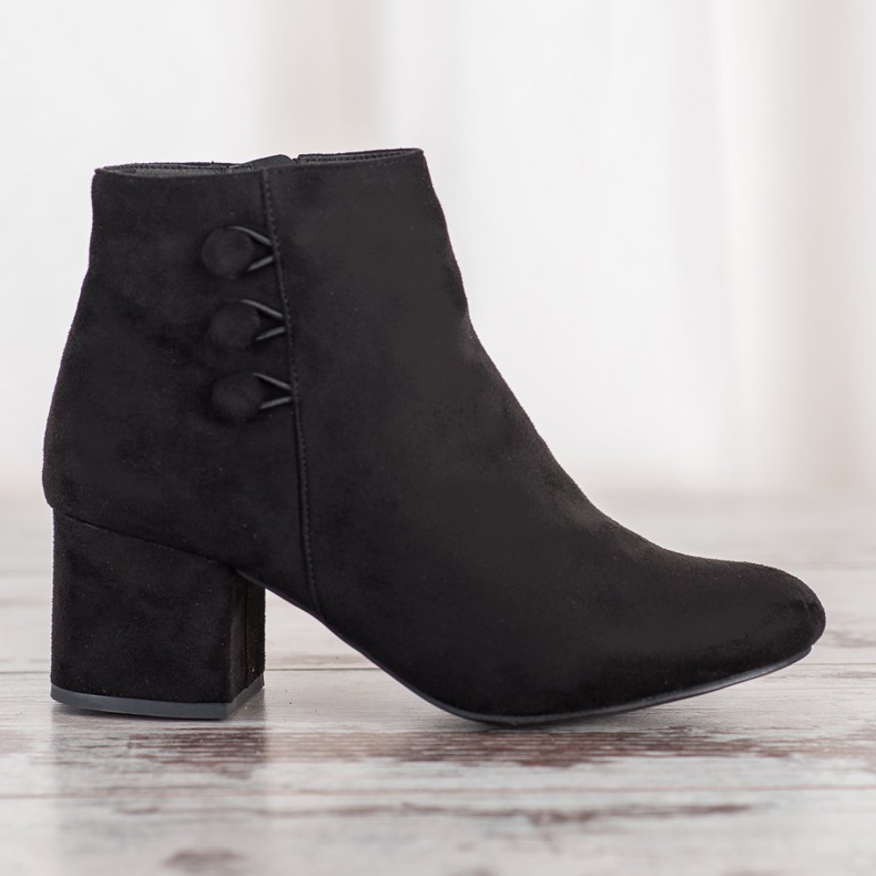 Goodin Suede Booties With Buttons black 1