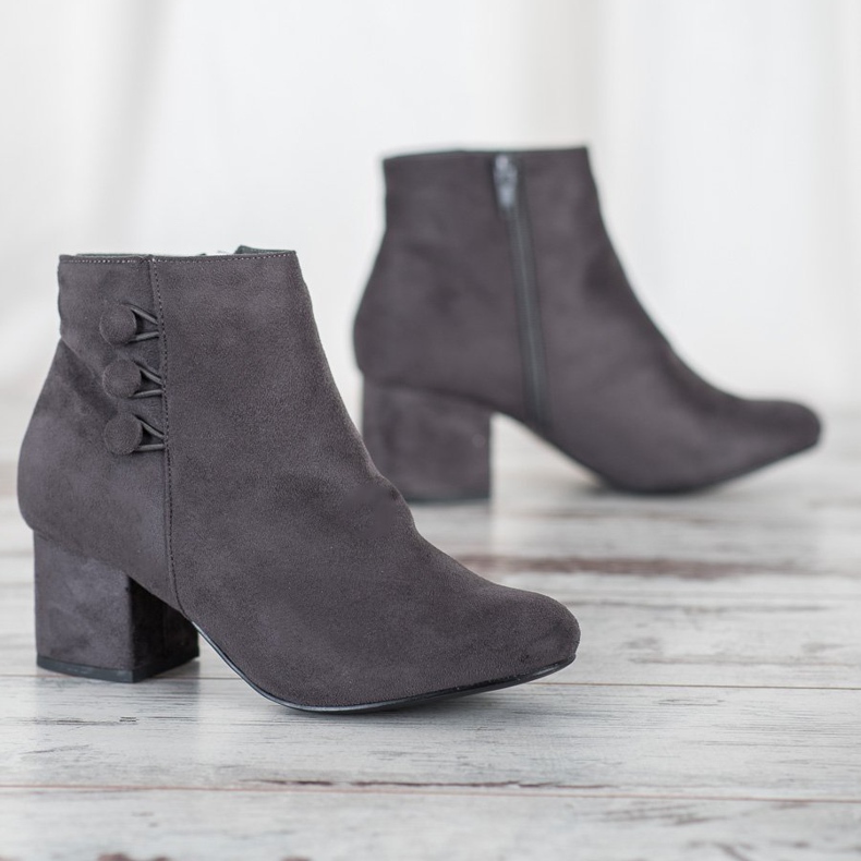 Goodin Suede Booties With Buttons grey 1