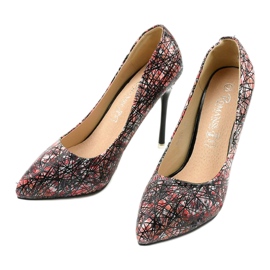 Black flower stilettos 0116-1 multicolored 2