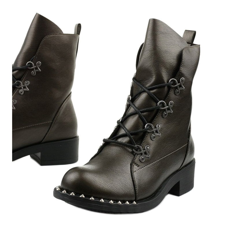 Ladies' brown boots with Aqua studs 1