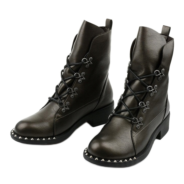 Ladies' brown boots with Aqua studs 2