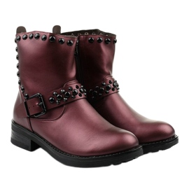 Ladies' maroon boots with Morning litas red 2