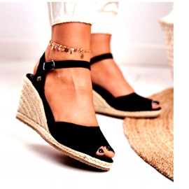 Women's Sandals On A Braided Wedge Big Star Black DD274A209 1