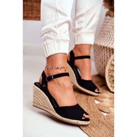 Women's Sandals On A Braided Wedge Big Star Black DD274A209 3