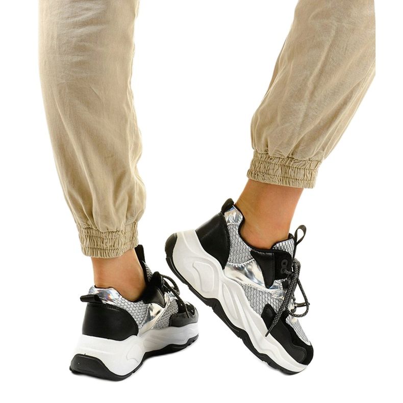 White sports sneakers with black inserts RAL-63 1