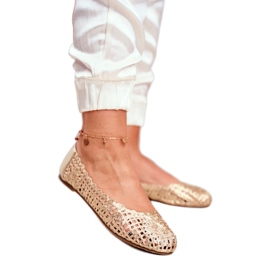 Lu Boo Women's Ballerinas Gold Openwork Braided Carry golden 2