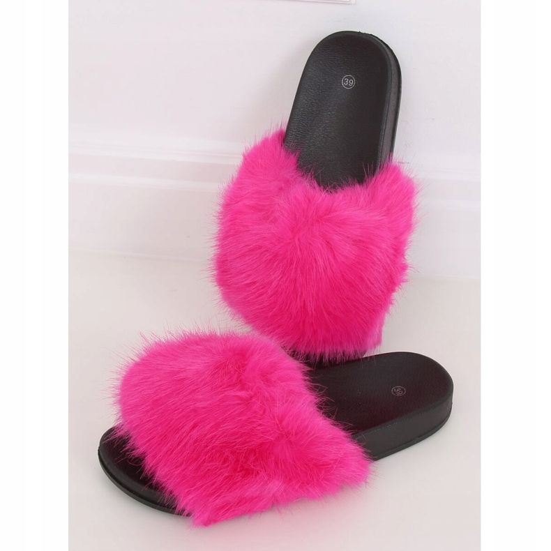 Fuchsia fur slippers CK107P Fushia pink 1