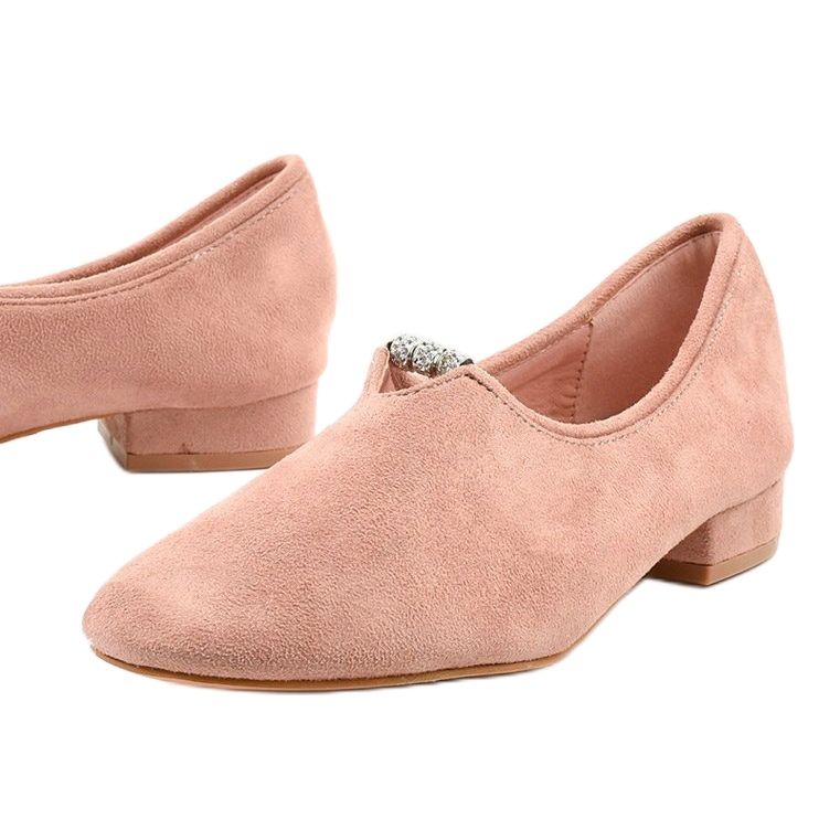 Pink, slip-on shoes with cubic zirconias LL-96P 1
