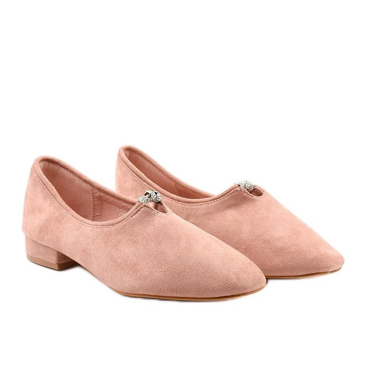 Pink, slip-on shoes with cubic zirconias LL-96P 2