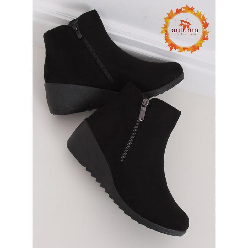 Black Black wedge boots E3267 Black 1