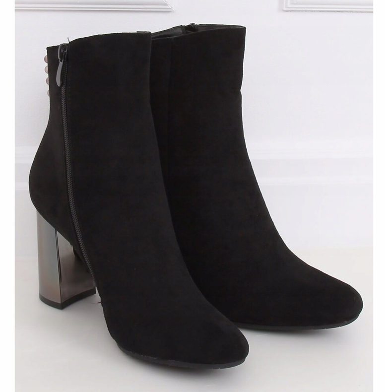 Black metallic heel boots 7661-GA Black 2