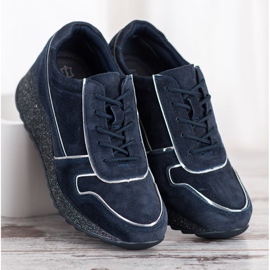 Filippo Leather Sneakers With Glitter Platform blue 1