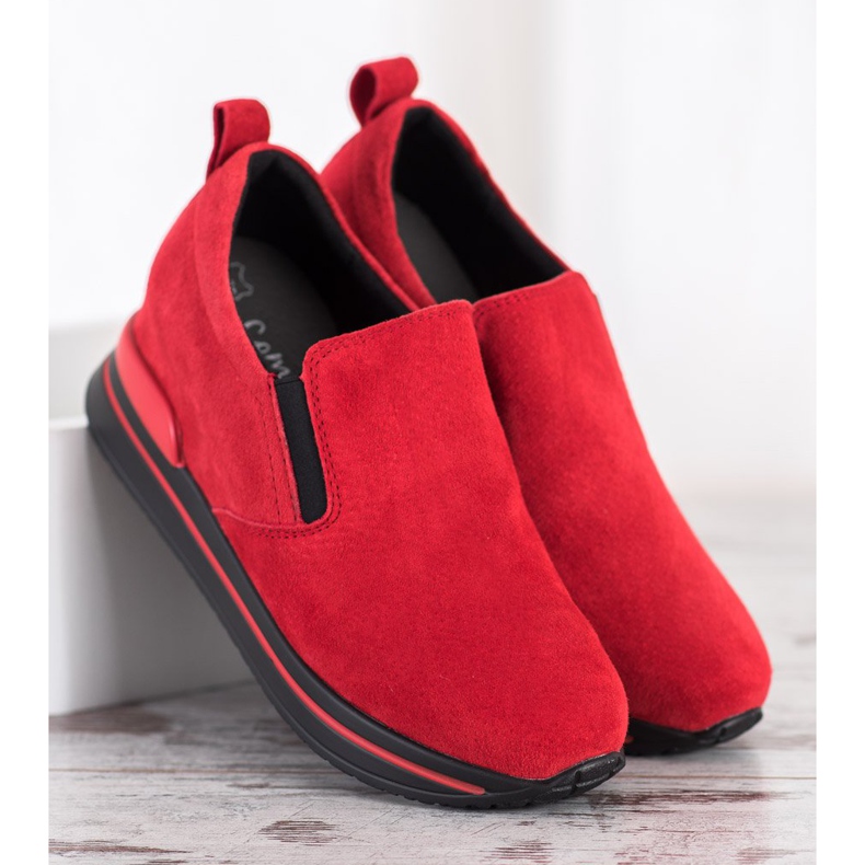Filippo Leather Slip-On Shoes red 1