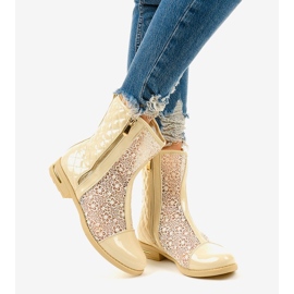 Beige openwork flat boots X362-2 1