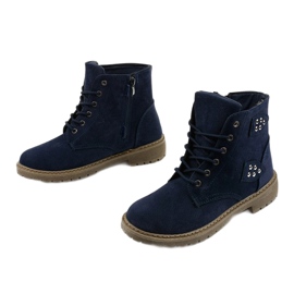 Navy blue hiking boots with a Delothia zipper 1