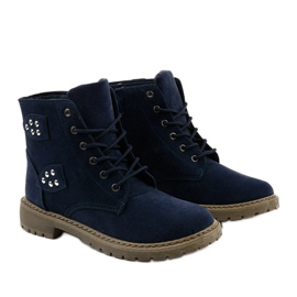 Navy blue hiking boots with a Delothia zipper 2