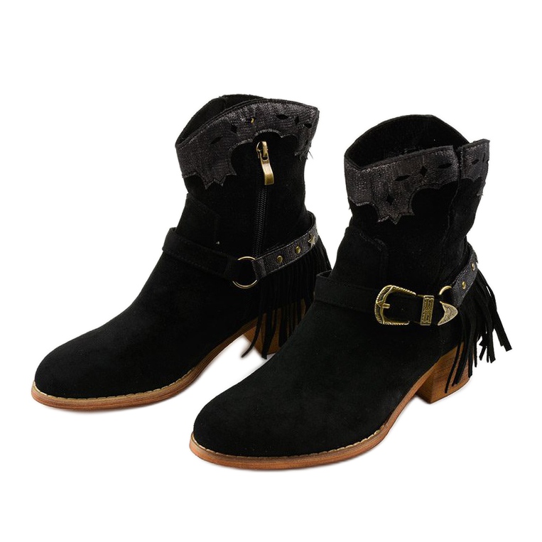 Black suede ankle boots with a Generational star 2