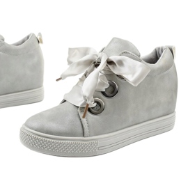 Gray sneakers on a Sherene ribbon wedge grey 1