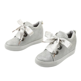Gray sneakers on a Sherene ribbon wedge grey 2