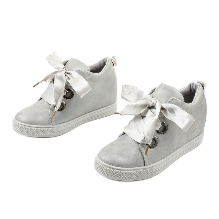 Gray sneakers on a Sherene ribbon wedge grey 2