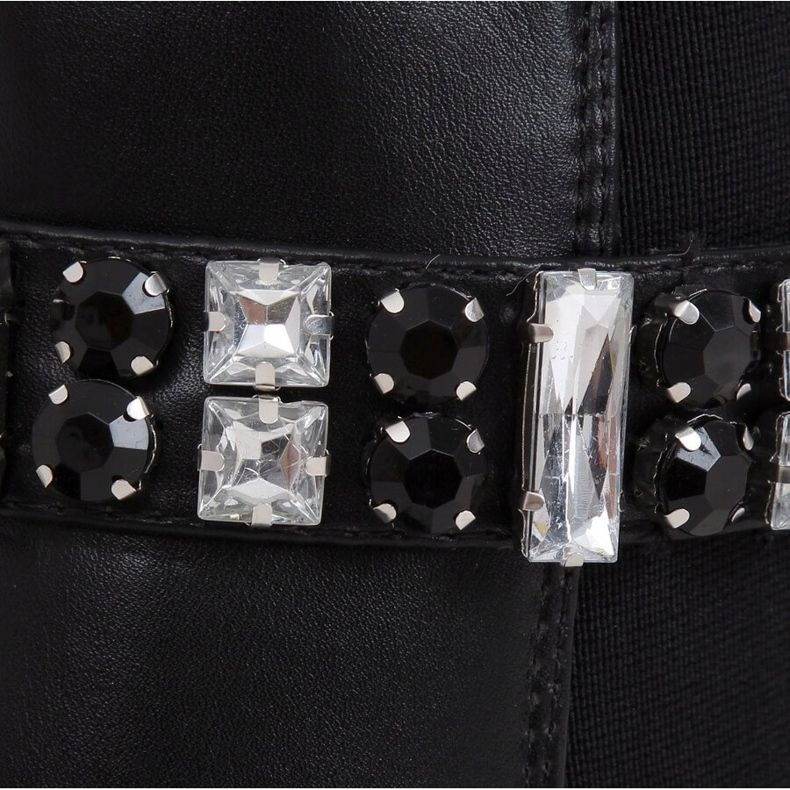 Boots decorated with stones black CH19176 Black 1