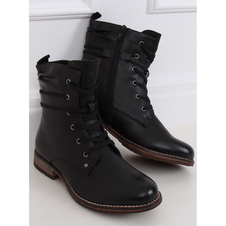 Black boots lace-up boots PG08 Black 1