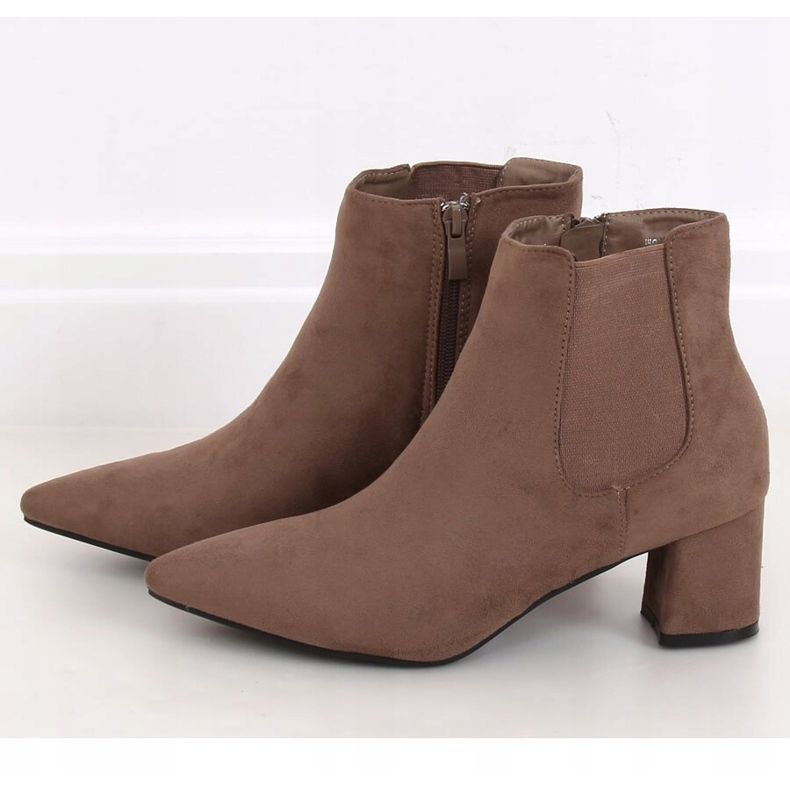 Low heel boots dark beige W27012 Khaki 1