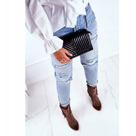 Exquisite Women's Cappuccino Leather Quintana boots on a high heel brown 2