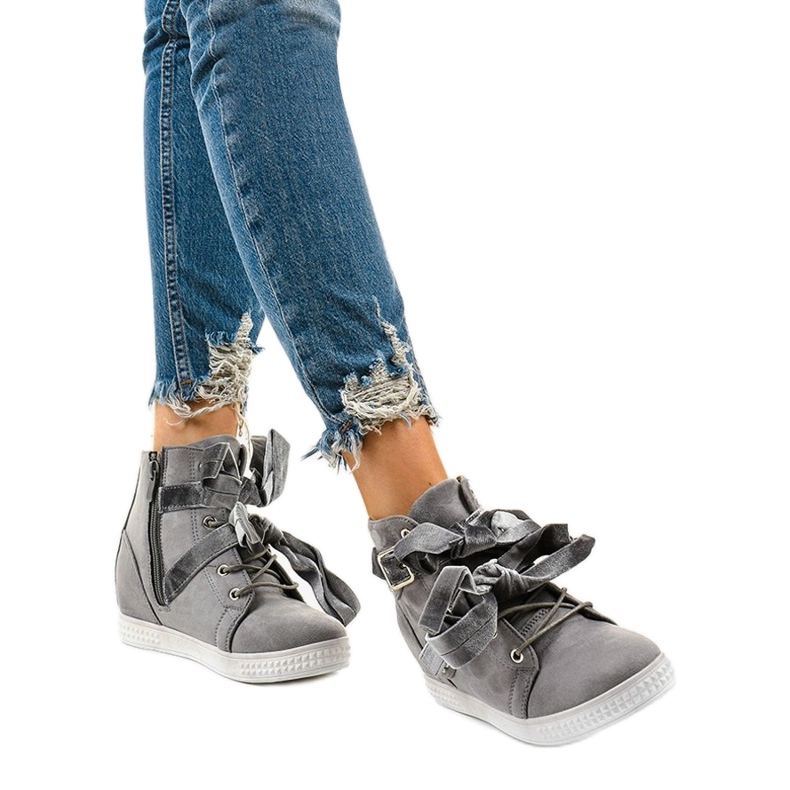 Gray Suede Sneakers With Haiphaia Buckle grey 1