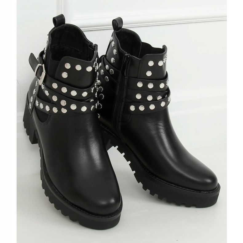 Black Boots with studs black NC1081 Black 1