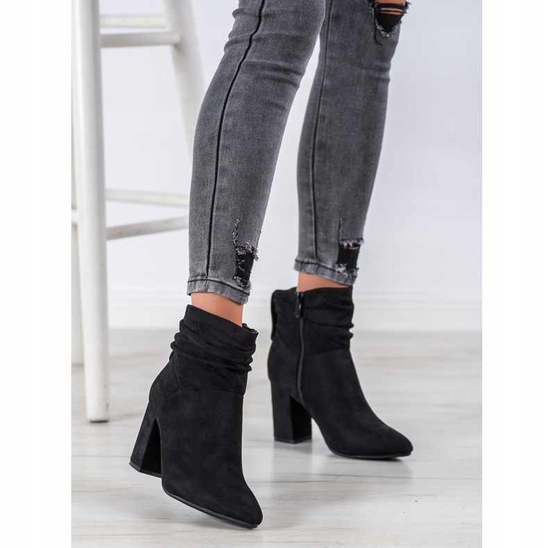 SHELOVET Suede high-heeled boots black 2
