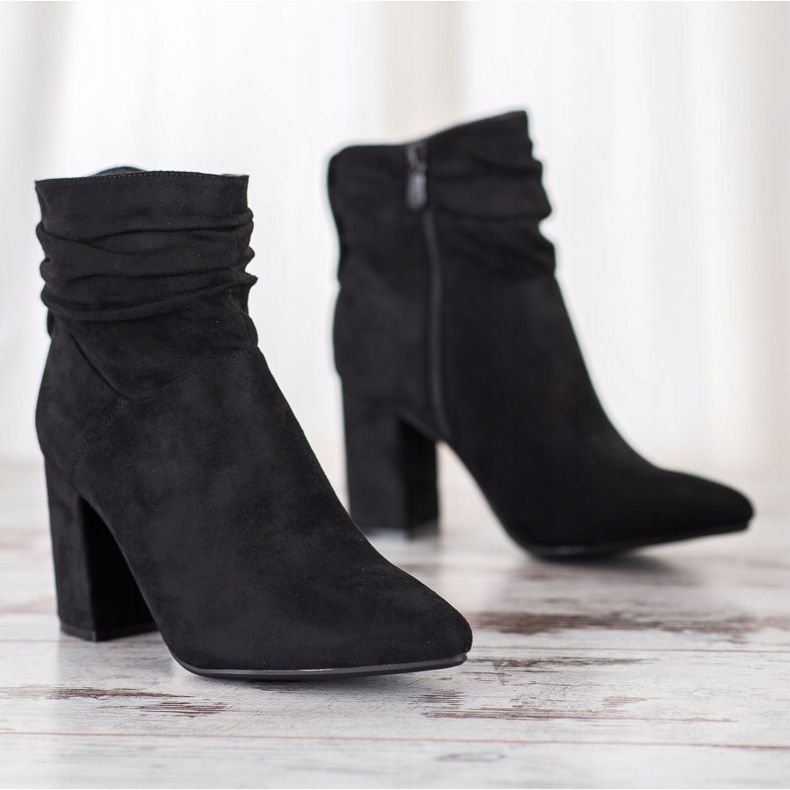 SHELOVET Suede high-heeled boots black 1